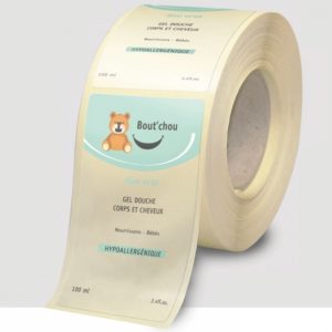 Étiquettes écologiques autocollantes en polyéthylène biosourcé – Fond transparent