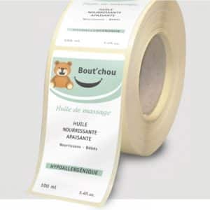 Étiquettes écologiques autocollantes en polyéthylène biosourcé – Fond blanc