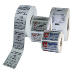 Étiquettes industrielles adhésives en rouleau – Impression 1 couleur