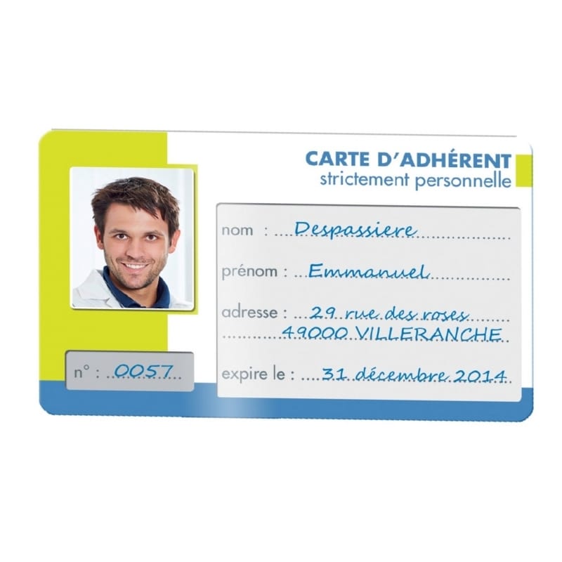 Carte d’adhérent spécial stylo-bille